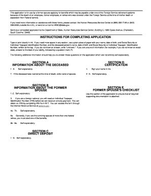 Former Spouse Application for Death Benefits