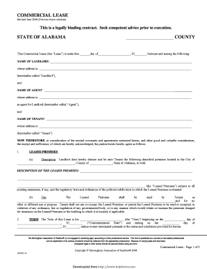 Alabama Commercial Lease Agreement