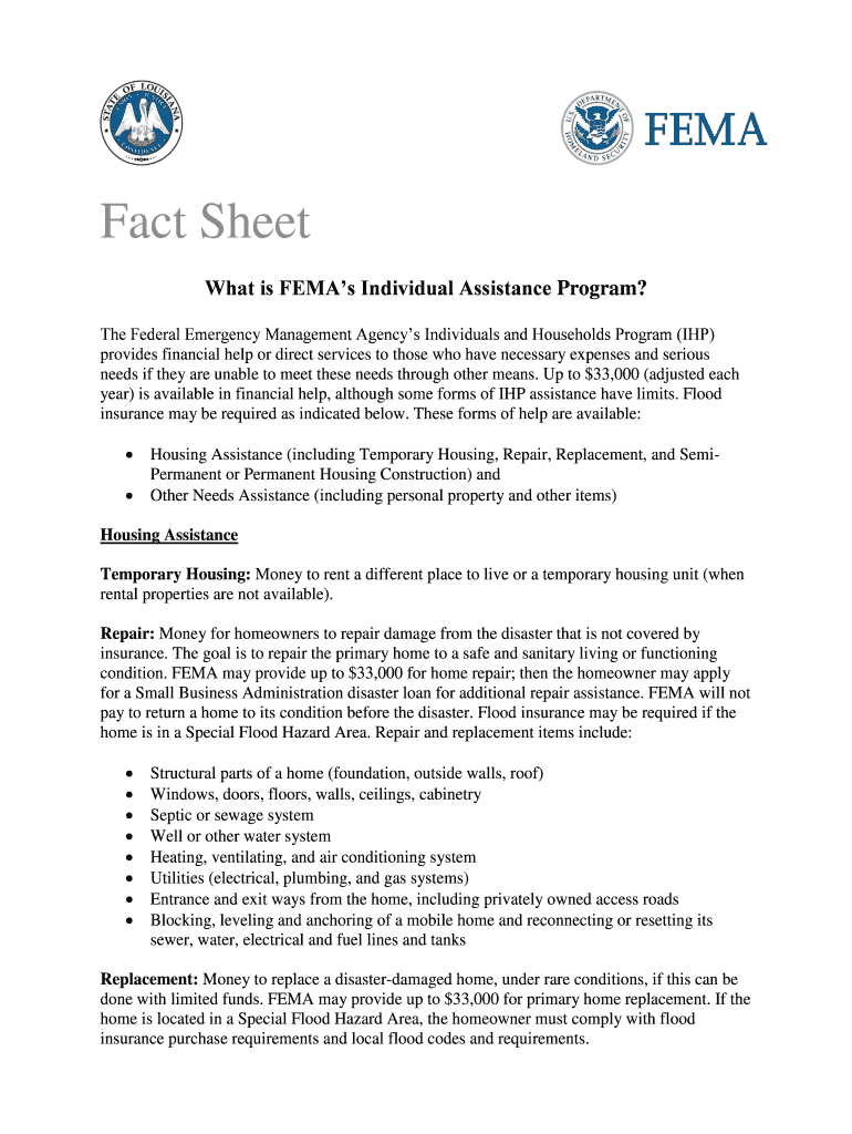 Fillable Online fema What is FEMA's Individual Assistance Program? Fax