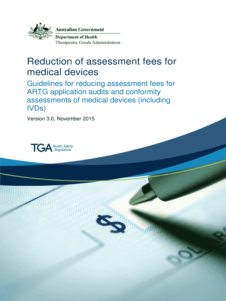 Fillable Online tga gov Reduction of assessment fees for medical