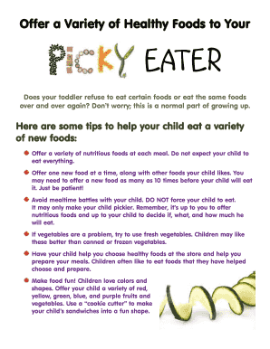 Fillable Online Children's nutrition: 10 tips for picky eaters Fax ...