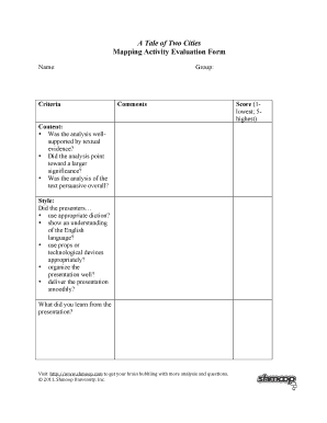 Mapping Activity Evaluation Form