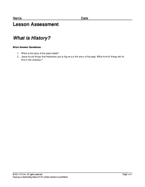 History Lesson Assessment Form