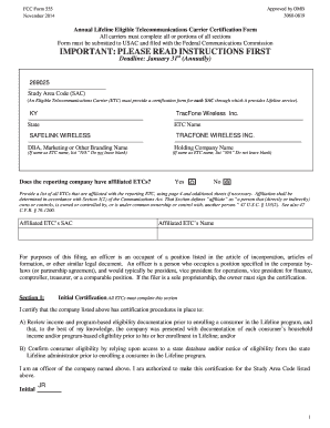 FCC Form 555 Lifeline Carrier Certification