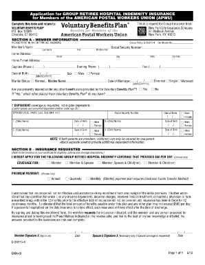 Group Retiree Hospital Indemnity Insurance Application