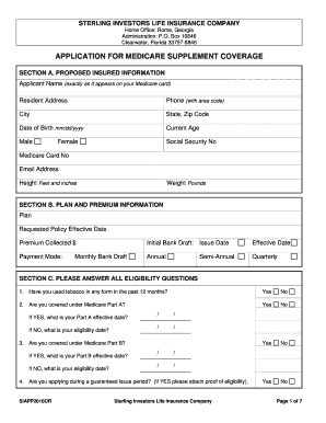 Medicare Supplement Coverage Application