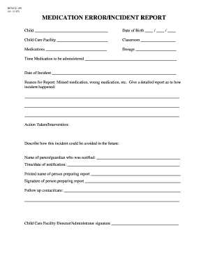 Medication Error Incident Report