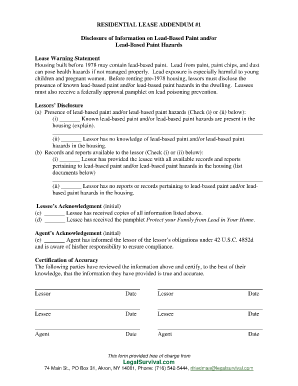 Residential Lease Addendum for Lead-Based Paint Disclosure