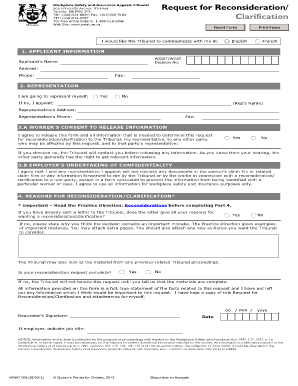 Workplace Safety and Insurance Appeals Tribunal Request for Reconsideration