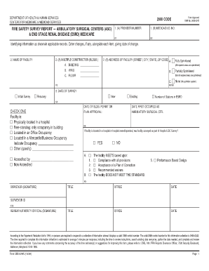 Fire Safety Survey Report for Ambulatory Surgical Centers