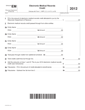 Wisconsin Electronic Medical Records Credit Form