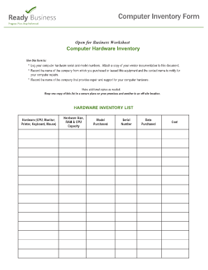 Computer Hardware Inventory Form