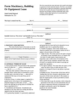 Farm Machinery and Equipment Lease Agreement