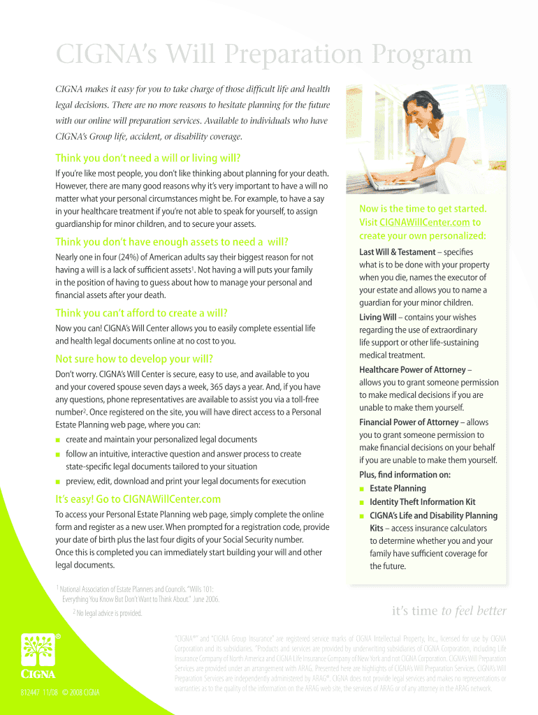 Fillable Online CIGNA makes it easy for you to take charge of those