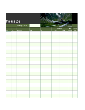 Online fillable mileage log form