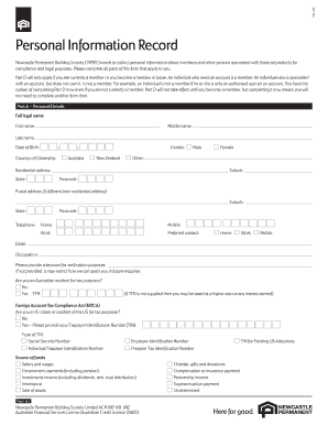 Personal Information Record Form