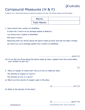 GCSE Maths Compound Measures Practice Questions