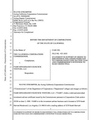 Fillable Online Statement - California Department of Business Oversight ...
