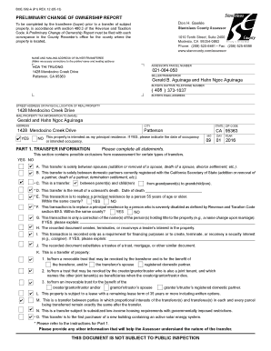 California Preliminary Change of Ownership Report