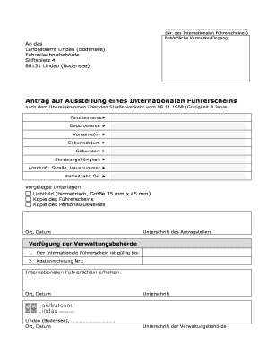 Antrag auf Ausstellung eines Internationalen Führerscheins