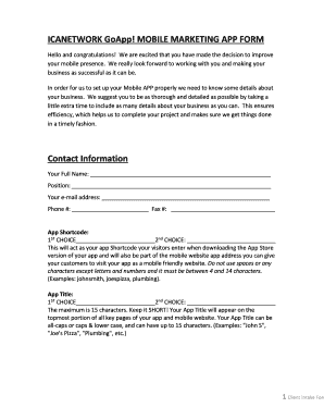 Mobile App Setup Form
