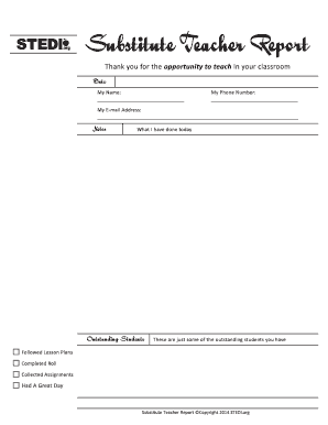 Substitute Teacher Report