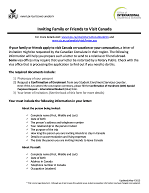 Canada Visitor Invitation Letter