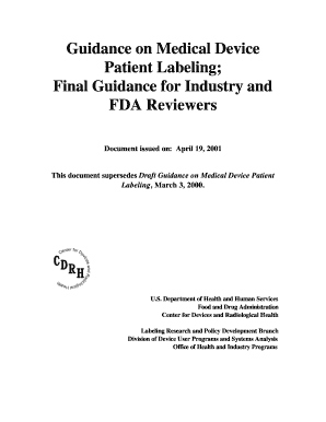 Fillable Online fda Guidance on Medical Device Patient Labeling; FInal ...