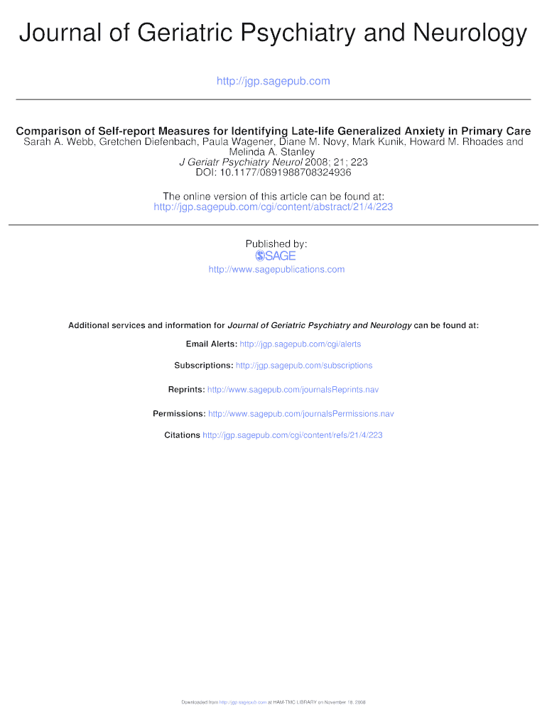 Fillable Online houston va Journal of Geriatric Psychiatry and