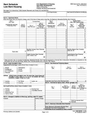 HUD Rent Schedule Form 92458
