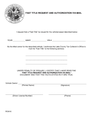 Fast Title Request and Authorization Via Mail