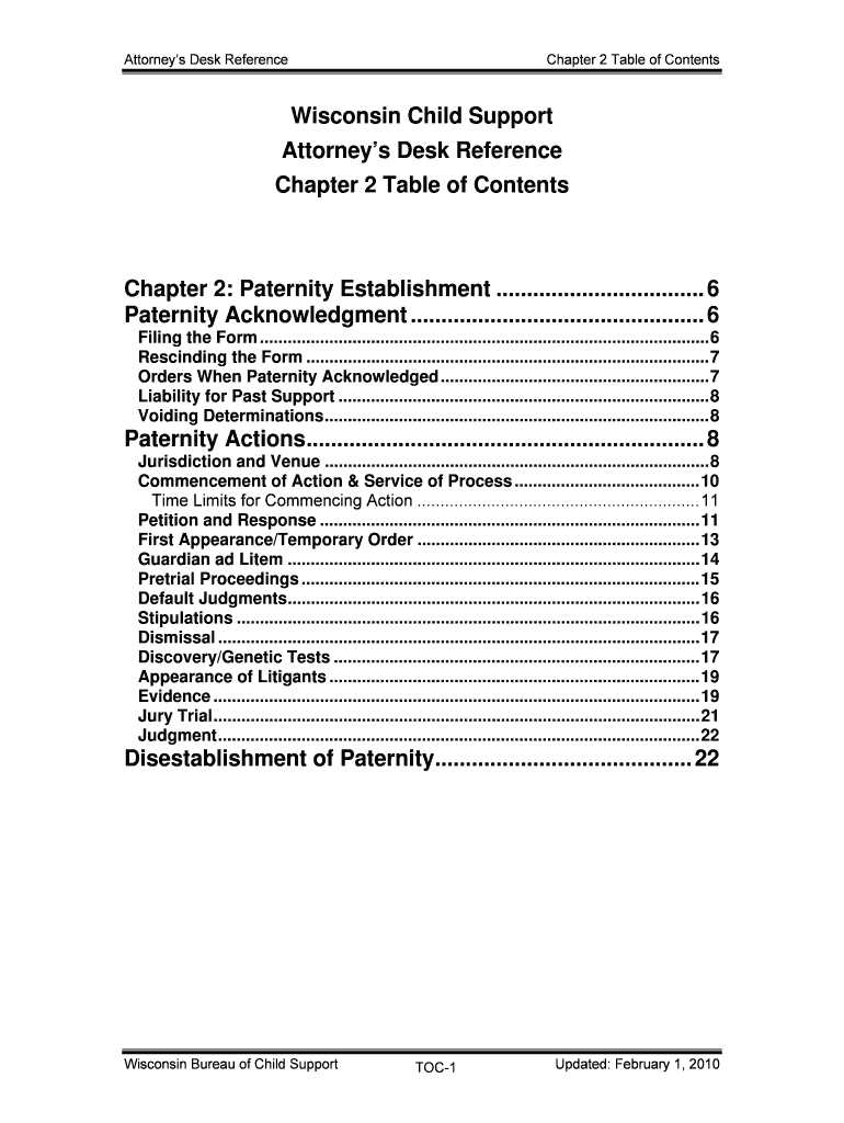 Fillable Online Wisconsin Child Support Attorney's Desk Reference