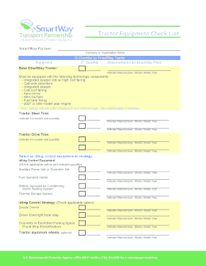 SmartWay Tractor and Trailer Equipment Checklist