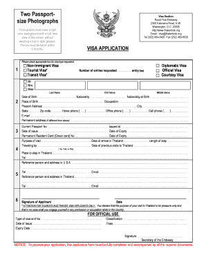 Thai Visa Application Form