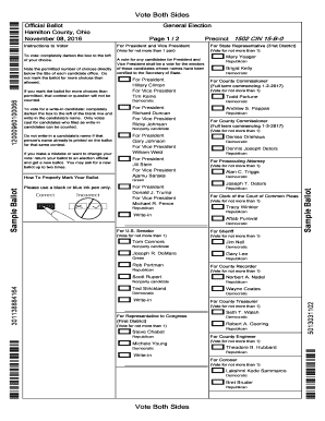 Hamilton County Ohio General Election Ballot