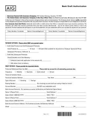 Bank Draft Authorization Form