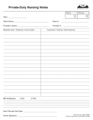Private-Duty Nursing Notes Form