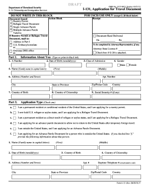 I 131 travel document - I-131, Application for Travel Document - reginfo