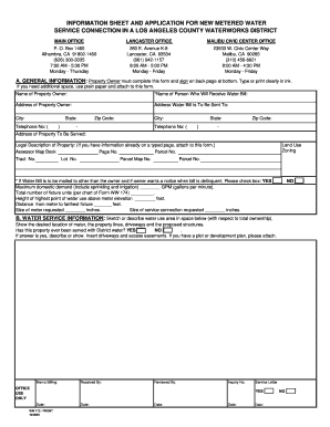 Application for New Metered Water Service Connection