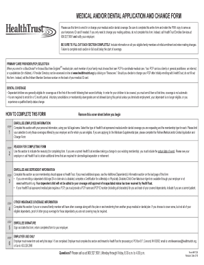 Medical and Dental Application and Change Form