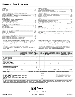 Fillable Online online fee schedule - TD Bank Fax Email Print - pdfFiller
