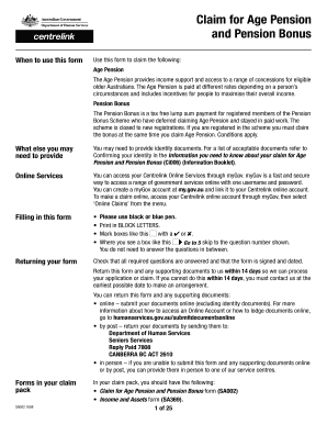 Age Pension and Pension Bonus Claim Form