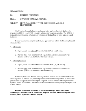 Financial Affidavit for Individuals and Sole Proprietors