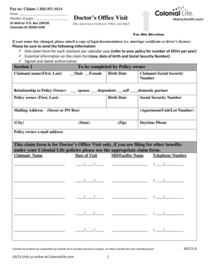 Doctor's Office Visit Claim Form