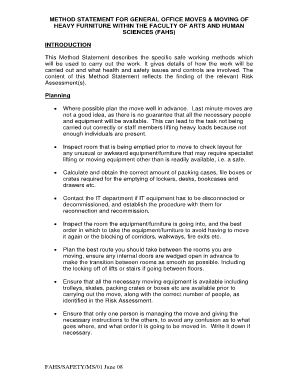 method statements for general office moves form