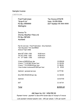 Tax invoice of service provided sample - sample service invoices form