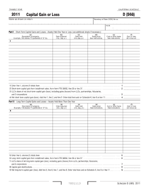 California Schedule D (568) Capital Gain or Loss