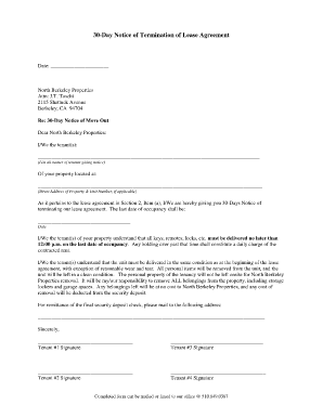 30-Day Notice of Termination of Lease Agreement