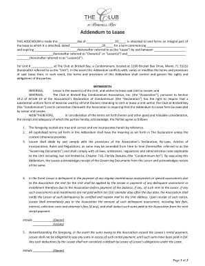 Addendum to Lease Agreement