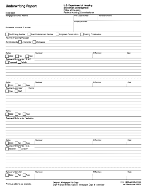 FHA Underwriting Report Form